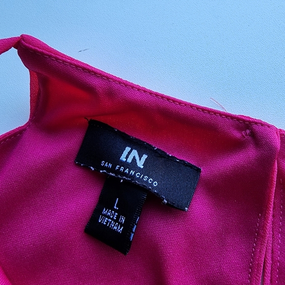 I.N. San Francisco Sleeveless Halter Neck Scalloped Chiffon Shift Dress Pink L - Picture 12 of 13